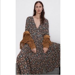 Zara Paisley Deep V Dress
